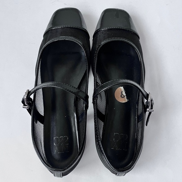 NY&CO Black Minimalist Mesh Patent Leather Mary Jane Ballet Flats Size 8 - Picture 7 of 16